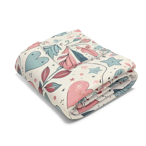 Pastel Hearts Arctic Fleece Blanket – Soft Throw - Dipaliz - Blankets