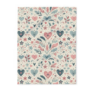 Pastel Hearts Arctic Fleece Blanket – Soft Throw - Dipaliz - Blankets