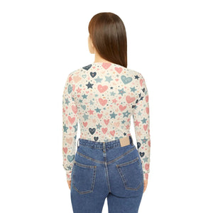 Pastel Hearts & Stars Women’s Long Sleeve V-neck Shirt (aop) - T-shirts - Xs