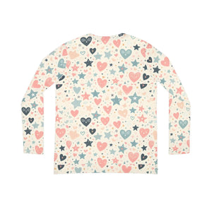 Pastel Hearts & Stars Women’s Long Sleeve V-neck Shirt (aop) - T-shirts - Xs