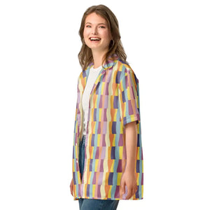 Button Shirt - Recycled Material Moisture Wicking Pastel Pattern - Dipaliz