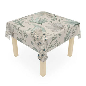Pastel Peacock Pattern Polyester Tablecloth - Vibrant Design - Dipaliz - one Size / White - Tablecloths