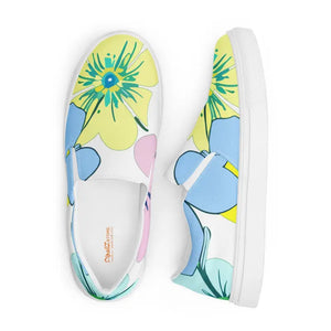 Women’s Fashion Canvas Shoes - Pastel Floral Slip Ons - Dipaliz - Sneakers