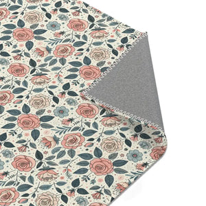 Pastel Rose Flower Area Rugs Polyester Chenille - Dipaliz