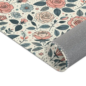 Pastel Rose Flower Area Rugs Polyester Chenille - Dipaliz