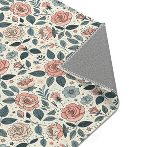 Pastel Rose Flower Area Rugs Polyester Chenille - Dipaliz