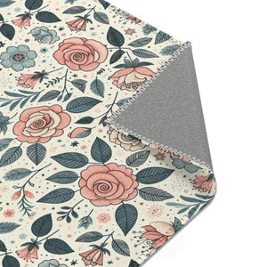 Pastel Rose Flower Area Rugs Polyester Chenille - Dipaliz