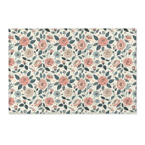Pastel Rose Flower Area Rugs – Polyester Chenille - Dipaliz