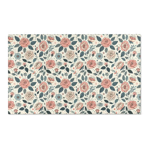 Pastel Rose Flower Area Rugs – Polyester Chenille - Dipaliz