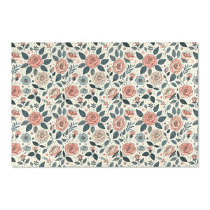 Pastel Rose Flower Area Rugs – Polyester Chenille - Dipaliz