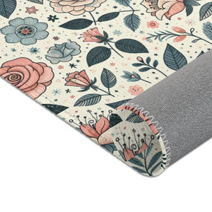 Pastel Rose Flower Area Rugs – Polyester Chenille - Dipaliz