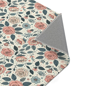 Pastel Rose Flower Area Rugs – Polyester Chenille - Dipaliz