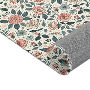 Pastel Rose Flower Area Rugs – Polyester Chenille - Dipaliz