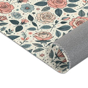 Pastel Rose Flower Area Rugs – Polyester Chenille - Dipaliz