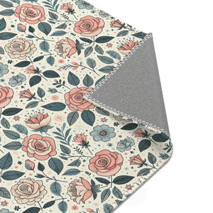 Pastel Rose Flower Area Rugs – Polyester Chenille - Dipaliz