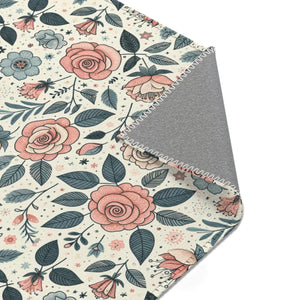 Pastel Rose Flower Area Rugs – Polyester Chenille - Dipaliz