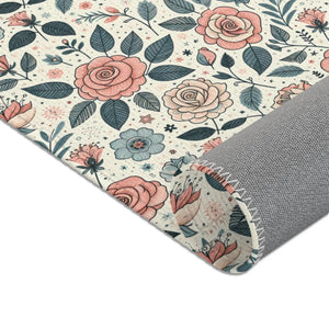 Pastel Rose Flower Area Rugs – Polyester Chenille - Dipaliz