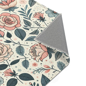 Pastel Rose Flower Area Rugs – Polyester Chenille - Dipaliz