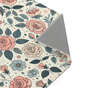 Pastel Rose Flower Area Rugs – Polyester Chenille - Dipaliz