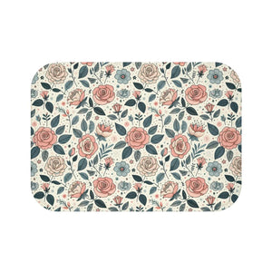 Rose Bath Mat - Elegant Pastel Design with Anti-slip Backing - Dipaliz - 24’’ × 17’’ - Home Decor