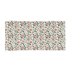 Pastel Rose Flowers Beach Towel – Cotton Loop - Dipaliz - Towels