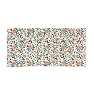 Pastel Rose Flowers Beach Towel – Cotton Loop - Dipaliz - Towels
