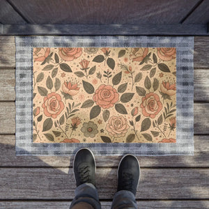 Charming Pastel Rose Doormat - Tufted Coir Coconut - Dipaliz - 24’’ x 16’’ - Home Decor