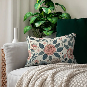 Pastel Rose Polyester Lumbar Pillow - Spun Comfort - Dipaliz - 20’’ × 14’’ - Throw Pillows