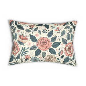 Pastel Rose Polyester Lumbar Pillow - Spun Comfort - Dipaliz - 20’’ × 14’’ - Throw Pillows