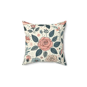 Pastel Rose Flowers Spun Polyester Square Pillow - Dipaliz - 14’’ × - Throw Pillows