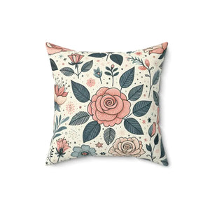 Pastel Rose Flowers Spun Polyester Square Pillow - Dipaliz - 16’’ × - Throw Pillows