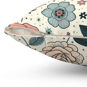 Pastel Rose Flowers Spun Polyester Square Pillow - Dipaliz - Throw Pillows