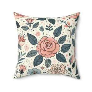 Pastel Rose Flowers Spun Polyester Square Pillow - Dipaliz - Throw Pillows