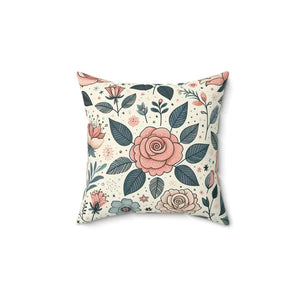 Pastel Rose Flowers Spun Polyester Square Pillow - Dipaliz - Throw Pillows