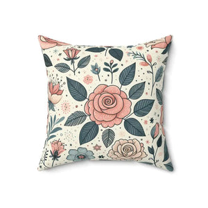Pastel Rose Flowers Spun Polyester Square Pillow - Dipaliz - Throw Pillows