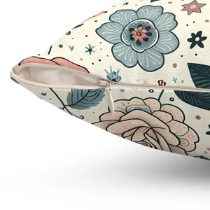 Pastel Rose Flowers Spun Polyester Square Pillow - Dipaliz - Throw Pillows