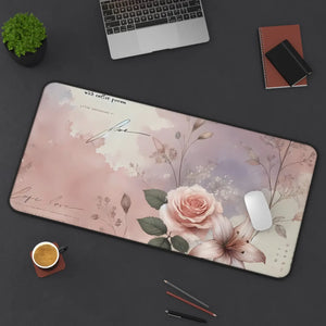Chic Pastel Rose Neoprene Desk Mat - Anti Slip - Dipaliz - Workstation & Cubicle Accessories