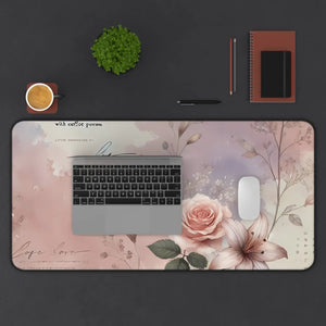 Chic Pastel Rose Neoprene Desk Mat - Anti Slip - Dipaliz - Workstation & Cubicle Accessories