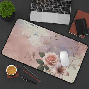 Chic Pastel Rose Neoprene Desk Mat - Anti Slip - Dipaliz - Workstation & Cubicle Accessories