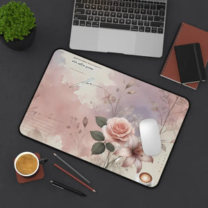 Chic Pastel Rose Neoprene Desk Mat - Anti Slip - Dipaliz - Workstation & Cubicle Accessories