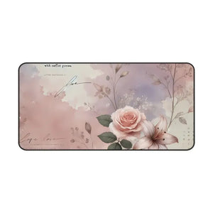 Chic Pastel Rose Neoprene Desk Mat - Sophisticated Style - Dipaliz - 16’’ × 32’’ - Workstation & Cubicle Accessories