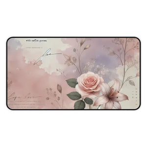 Chic Pastel Rose Neoprene Desk Mat - Sophisticated Style - Dipaliz - 12’’ × 22’’ - Workstation & Cubicle Accessories