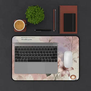Chic Pastel Rose Neoprene Desk Mat - Sophisticated Style - Dipaliz - 12’’ × 18’’ - Workstation & Cubicle Accessories