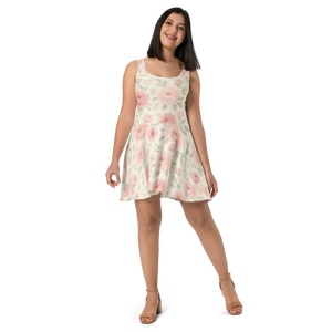 Pastel Roses Skater Dress – Premium Quality - Dipaliz - Dresses - Xs