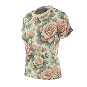 Chic Pastel Roses Cut and Sew Tee Polyester - Dipaliz - T-shirts - Xs