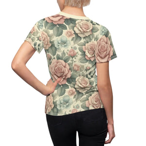 Chic Pastel Roses Cut and Sew Tee Polyester - Dipaliz - T-shirts - Xs
