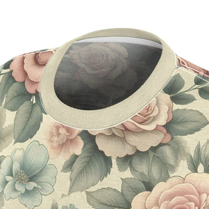 Chic Pastel Roses Cut and Sew Tee Polyester - Dipaliz - T-shirts - Xs