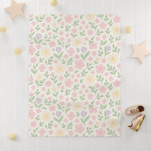 Pastel Spring Flowers Baby Blanket – Soft Fleece - Dipaliz - Blankets