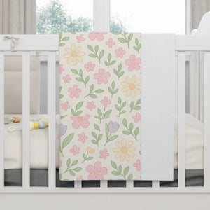 Pastel Spring Flowers Baby Blanket – Soft Fleece - Dipaliz - Blankets