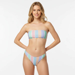 Pastel Stripe Recycled Bandeau Bikini | Upf50+ V-cut - Classic Bikinis - Xs
